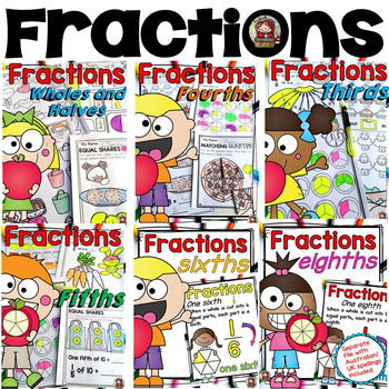 Preview of FRACTIONS: WHOLES, HALVES, FOURTHS, THIRDS, SIXTHS, EIGHTHS, TENTHS BUNDLE
