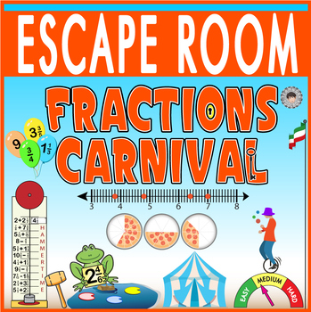 Preview of FRACTIONS CARNIVAL Escape Room/Breakout ~ALL DIGITAL LOCKS~
