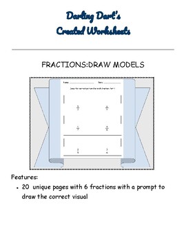 Preview of FRACTIONS: DRAW MODELS: NO PREP WORKSHEETS