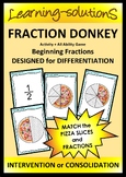 FRACTION Game - Halves Quarters Eighths - DONKEY - Designe