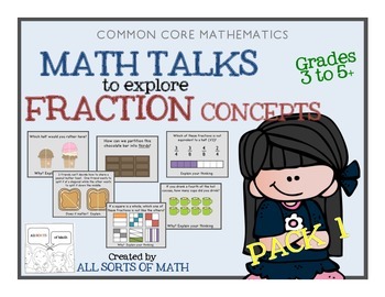 Preview of FRACTIONS MATH TALK (Grades 3-5) PACK 1