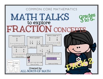 Preview of FRACTIONS MATH TALK (Grades 3-5) PACK 2