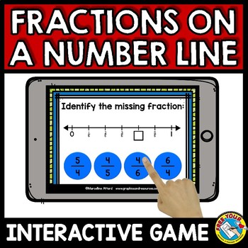 Preview of FRACTION ON A NUMBER LINE 3RD GRADE ACTIVITY BOOM CARDS DISTANCE LEARN MATH GAME