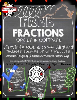 Preview of FRACTIONS ORDER AND COMPARE TARGETED PRACTICE SPIRAL REVIEW QUICK CHECKS VA SOL