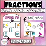 FRACTIONS Task Cards - Greater than Less than Equal to - F