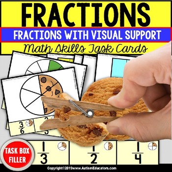 Preview of FRACTIONS | Task Cards TASK BOX FILLER - Special Education Math Resource SET 1