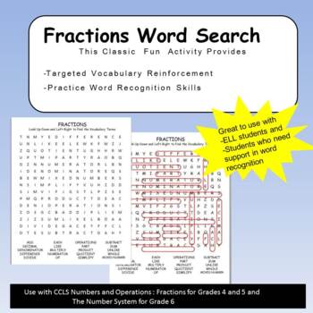 Preview of FRACTIONS WORD SEARCH PUZZLE