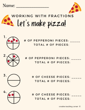 Preview of FRACTIONS: Working With Fractions (Let's Make Pizza!) Worksheet