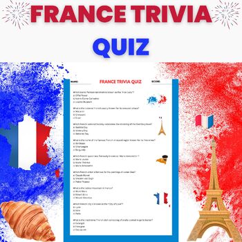 Preview of FRANCE French TRIVIA Quiz  Activity