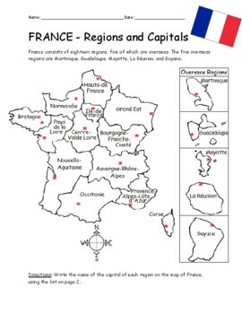 FRANCE - Regions and Capitals by Interactive Printables | TpT