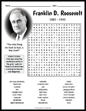 FRANKLIN D. ROOSEVELT Biography Word Search Puzzle Workshe
