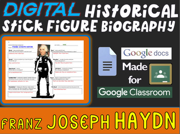 Preview of FRANZ JOSEPH HAYDN Digital Historical Stick Figure Biography (MINI BIOS)
