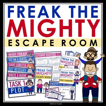 Preview of Freak the Mighty Escape Room Novel Activity - Breakout Review for the Book