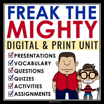 Preview of Freak the Mighty Unit Plan - Novel Study Reading Unit - Digital Print Bundle