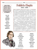 FREDERIC CHOPIN Biography Word Search Puzzle Worksheet Activity