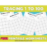 FREE !  1 To 100 Number Tracing Printable Worksheets