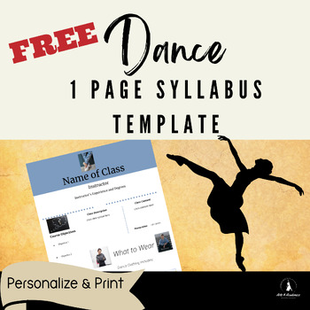 Preview of FREE 1 page Syllabus SampleTemplate For Secondary Dance with Editable Text Boxes