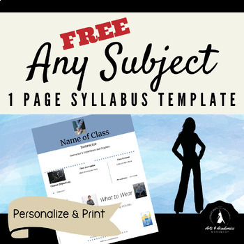 Preview of FREE 1 page Syllabus Template For Any Secondary Subject with Editable Text Boxes