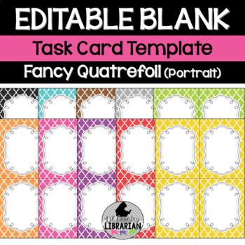 Preview of FREE 10 Editable Fancy Quatrefoil Task Card Decor Templates (Portrait) PPT