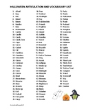 FREE 100 Halloween Articulation & Vocabulary Wordlist