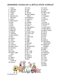 FREE 100 Spongebob Articulation & Vocabulary Wordlist