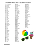 FREE 100 Summer Articulation & Vocabulary Wordlist