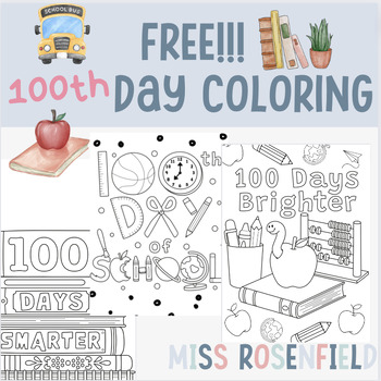 Preview of FREE! 100th Day of School Coloring Sheets | No Prep!