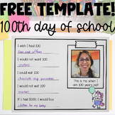 FREE 100th Day of School EDITABLE Writing Template