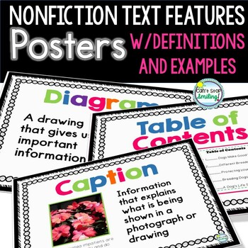 Preview of 14 Nonfiction Text Features Posters with Definitions AND Examples