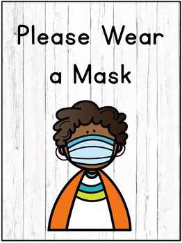 covid 19 safety mask wearing posters signs social distancing wood