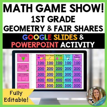 Preview of FREE 1st Grade Math Jeopardy Game: Geometry and Fair Shares
