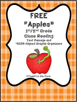 Preview of FREE 1st/2nd Grade "Apples" Close Reading Text and Graphic Organizers