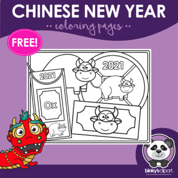 Preview of FREE 2021 Chinese New Year Coloring Page by Binky's Clipart