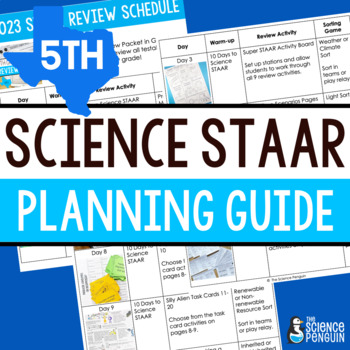 Preview of FREE 2024 5th Grade Science STAAR 2.0 Resdesign Test Prep Review Planning Guide