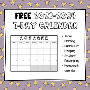 Preview of FREE 2023-2024 7-Day Calendar