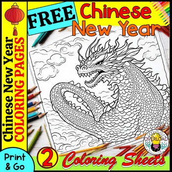 Preview of FREE 2024 Chinese New Year Dragon Coloring Pages | Print & Go | No Prep