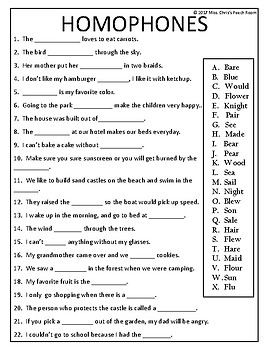 free 24 homophone worddefinition cards sentence completion activity