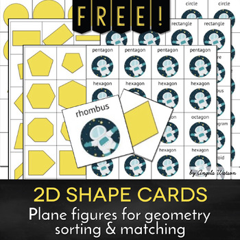 Preview of FREE 2D Shape Cards for sorting, matching, and other geometry activities