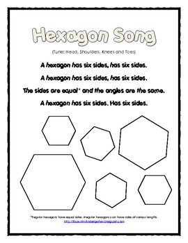 free 2d shapes hexagon song and worksheet by lil country