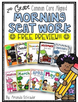 Preview of FREE 2nd Grade Common Core Morning Seat Work Bundle