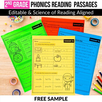Preview of FREE 2nd Grade Phonics Reading Passages Multisyllabic Words Science of Reading