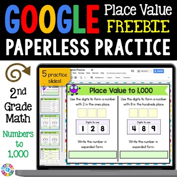 Preview of FREE 2nd Grade Place Value Worksheets & Review Activities for Google Slides™️