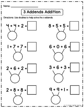 FREE 3 Addends Addition Worksheet by Jackie Bees Classroom | TpT