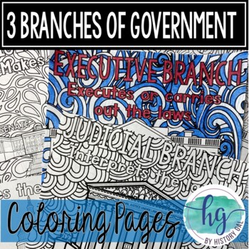 Preview of FREE 3 Branches of Government Coloring Pages