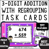 3 Digit Addition With Regrouping Task Cards | Digital and 