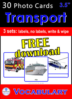 Preview of Photo Picture Cards Transport- Vehicles FREEBIE Speech Therapy Autism Sp Ed ESL