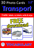 Photo Picture Cards Transport- Vehicles FREEBIE Speech The