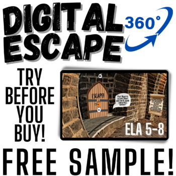 Preview of FREE 360 Digital Escape Room Middle School ELA Activities