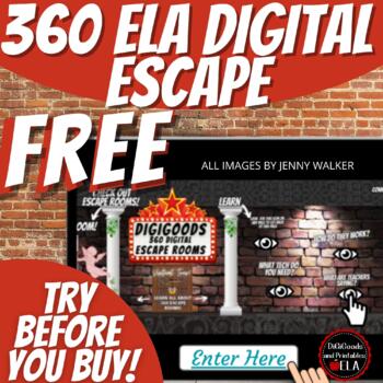 Preview of FREE 360 Digital Escape Room For ELA Literary Devices Elements & Techniques