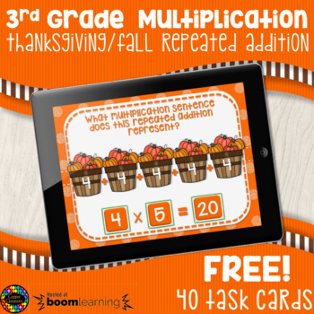 Preview of FREE 3OA1 Thanksgiving/Fall Multiplication Repeated Addition Distance Learning